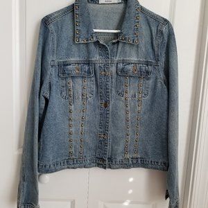 Denim Jean Jacket with stud accents, womens size XL, runs TTS